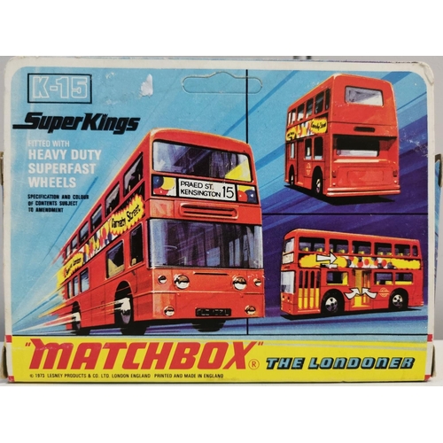 2245 - A boxed Matchbox SuperKings The Londoner Souvenir Silver Jubilee Bus. Model no.K15.