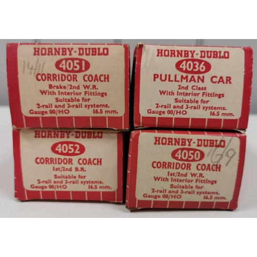 2734 - A collection of four, boxed Hornby-Dublo Coaches. To include Corridor Coach Brake/2nd W.R.; Corridor... 