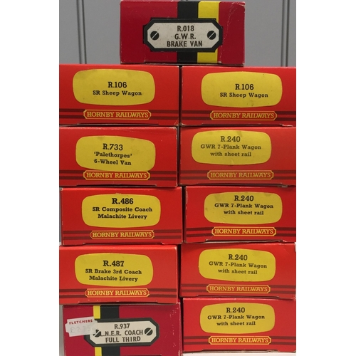 2792 - A collection of eleven, boxed OO gauge Hornby Railways Coaches & Wagons. To include Brake Van G.W.R.... 