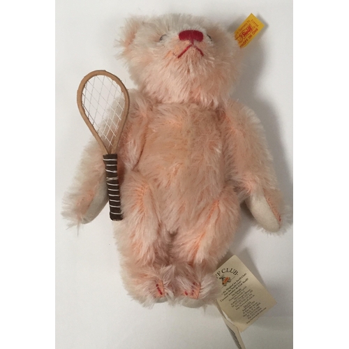 4002 - Steiff 'Girl' bear. Fully jointed, mohair, with accompanying tennis racket. Catalogue number 654572.... 