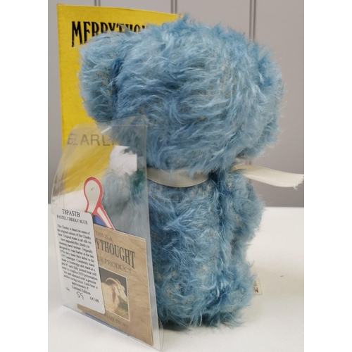 4038 - Merrythought 'Pastel Cheeky Blue' bear. Striking blue mohair with accompanying ribbon. Catalogue no.... 