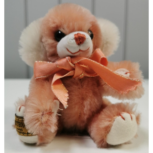 4039 - Merrythought 'Cheeky Peach Smoothie' bear. Peach mohair with accompanying ribbon. Catalogue no. T6SM... 