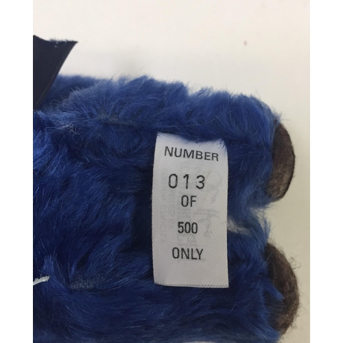 4058 - Merrythought 'Cheeky Tiny Blue' bear. Blue mohair with accompanying light blue ribbon. Limited editi... 