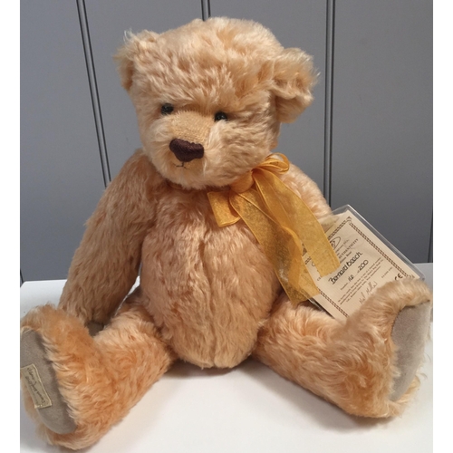 4072 - Dean's rag Book Company 'Bernard Beech' bear. Apricot mohair with matching ribbon. Height 25cm. limi... 