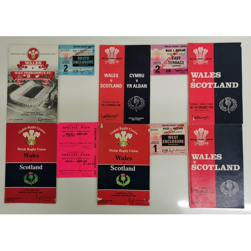 1760 - A collection of thirteen Wales international rugby programmes (some with ticket stubs), from 1970'2/... 