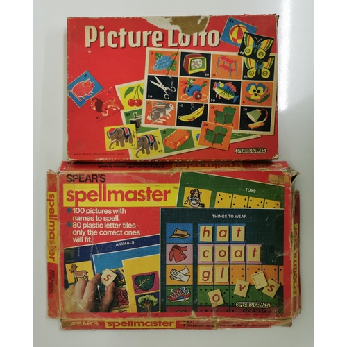 1865 - A collection of four, boxed word games. To include 'Picture Lotto'; 'Scrabble for Juniors'; 'Spellma... 