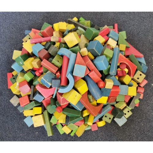 1869 - A large quantity of vintage, wooden building blocks & shapes.