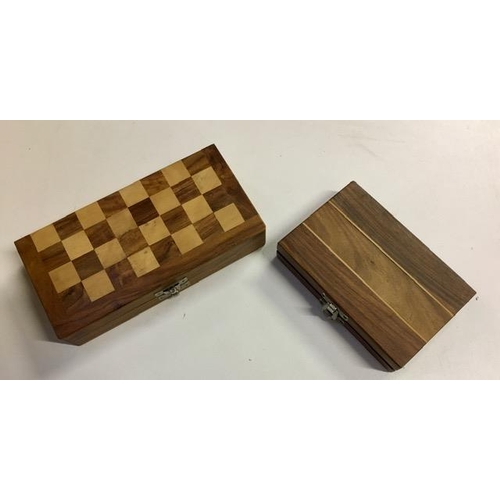 1888 - A good quality, contemporary, wooden travelling chess set, together with a similar design backgammon... 