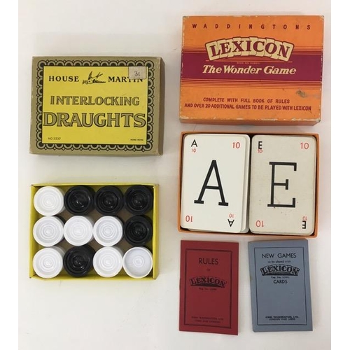 1914 - A vintage, boxed 'Lexicon' game, together with a boxed, interlocking draughts set.