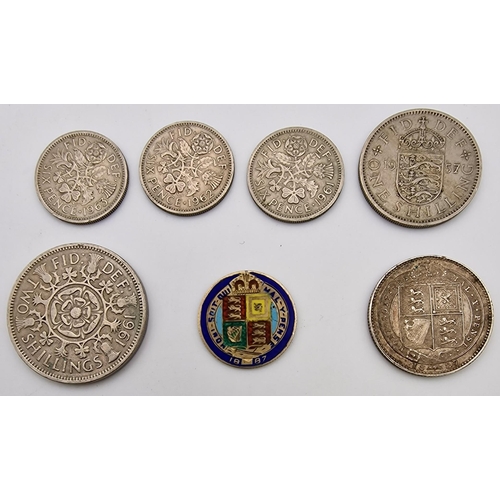 1655 - A collection of pre-decimal GB coinage. To include silver sixpences, Victorian shilling, a quantity ... 