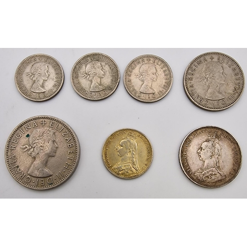 1655 - A collection of pre-decimal GB coinage. To include silver sixpences, Victorian shilling, a quantity ... 