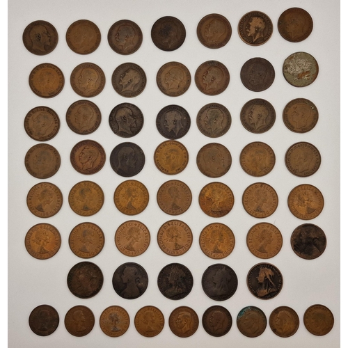 1656 - A collection of pre-decimal pennies & halfpennies. To include six Victorian examples. Various Coins