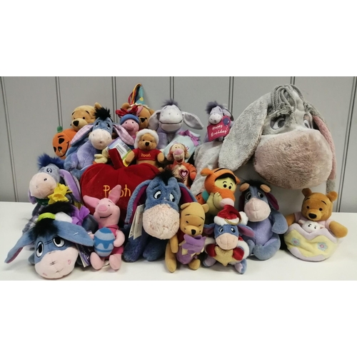 4081H - A collection of eighteen Winnie The Pooh character soft toys. To include Happy Birthday, Get Well, H... 