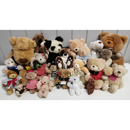 4081W - A collection of twenty-one teddy bears, in various shapes & sizes. Tallest 65cm.