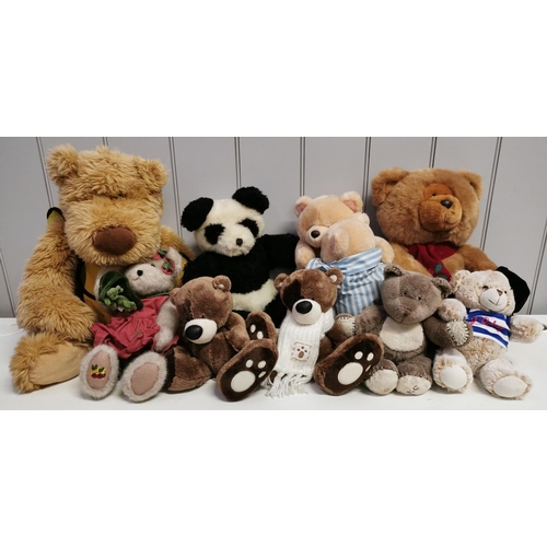 4081W - A collection of twenty-one teddy bears, in various shapes & sizes. Tallest 65cm.