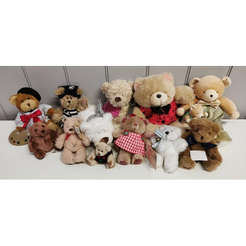 4081W - A collection of twenty-one teddy bears, in various shapes & sizes. Tallest 65cm.