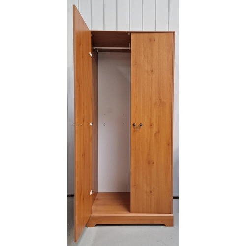 50 - A contemporary, pine-coloured double wardrobe. Dimensions(cm) H157, W79, D49.