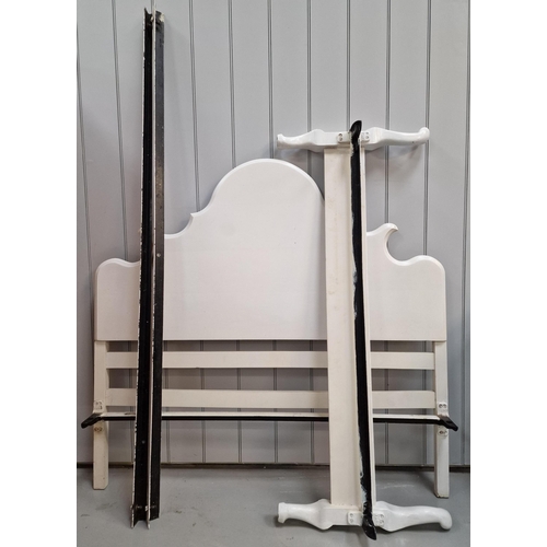 53 - A vintage, white-painted double bed frame. Consists of headboard, footboard & irons. Headboard dimen... 