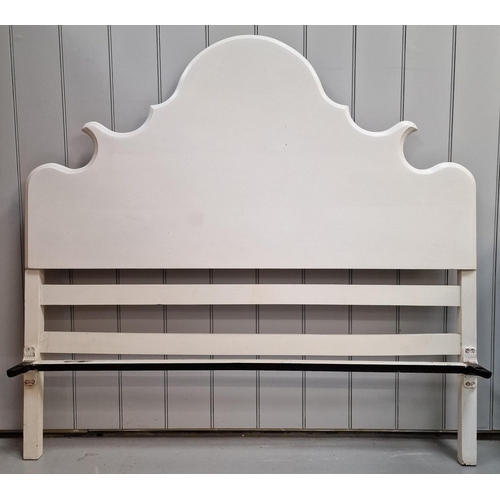 53 - A vintage, white-painted double bed frame. Consists of headboard, footboard & irons. Headboard dimen... 