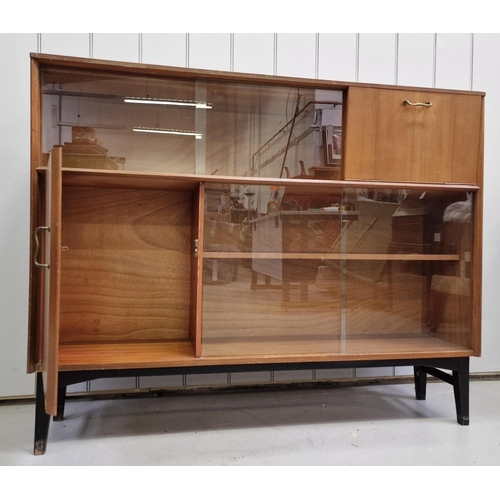 100 - An early 'Nathan' teak bookcase/cabinet, with two sets of glazed sliding doors. Dimensions(cm) H97, ... 