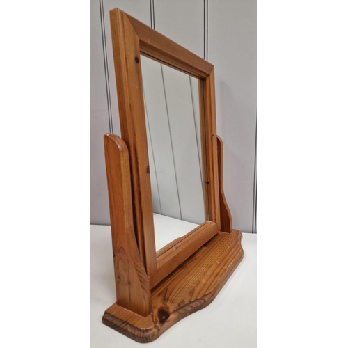 107 - A vintage, pine swing-top dressing table mirror. Dimensions(cm) H50, W47, D15.