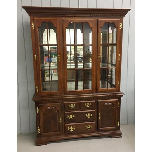 42 - A vintage, large display cabinet. Sideboard-style base, with upper-level glazed display cabinet. Dim... 