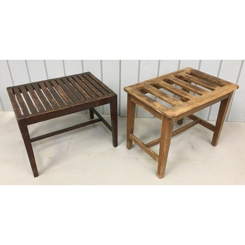 73 - Two vintage luggage stands. Dimensions(cm) H49/44, W61/60, D41/45.