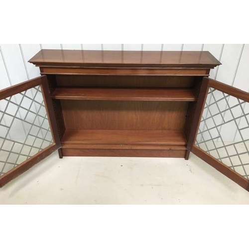 90 - A mahogany display bookcase, with two glazed doors (lead effect) & two internal shelves. Dimensions(... 