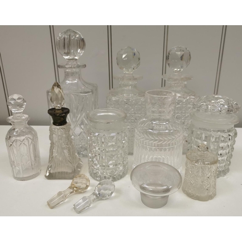 195 - A selection of twelve pieces of crystal & cut-glass items. To include a silver-collared perfume bott... 