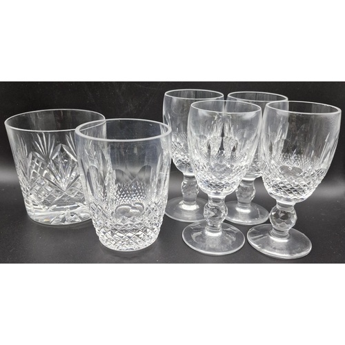 239 - A set of four Waterford Crystal 'Colleen' pattern sherry glasses, together with an Edinburgh Crystal... 