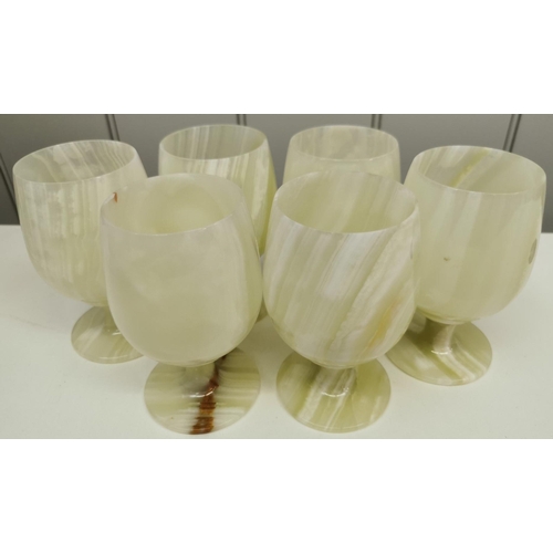 206A - A boxed set of six Italian, marble-effect, lead crystal hi-ball goblets by 'Royal Crystal Rock'. App... 