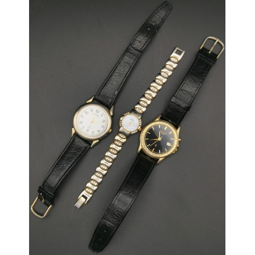 393 - Three vintage, battery-operated, watches. To include 'Anne Klein II' - 10/N3472, 'Accurist Alarm' MS... 