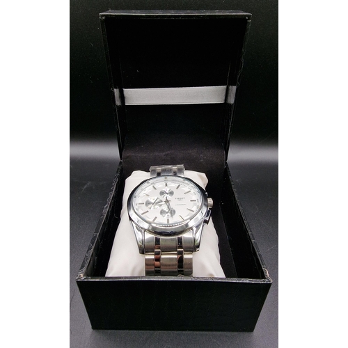 397 - A boxed, 'Tissot - style' (not original Tissot) Chronograph gents watch, model no.1141.  Appears unw... 