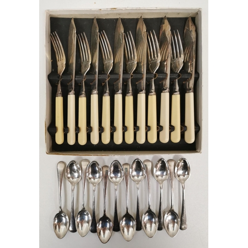 425 - A selection of thirty-three pieces of primarily vintage, silver-plated cutlery, together with a vint... 