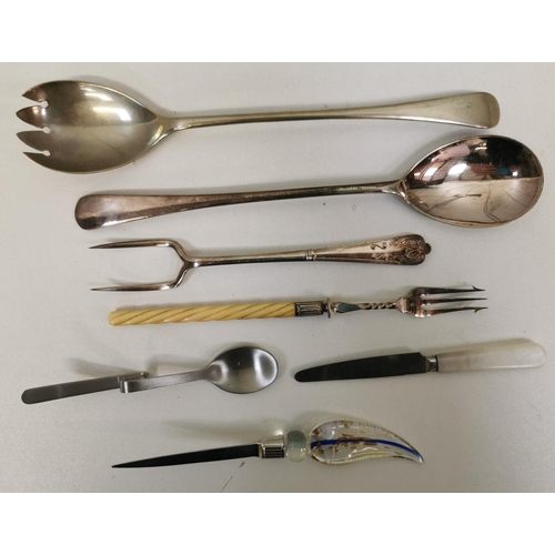 425 - A selection of thirty-three pieces of primarily vintage, silver-plated cutlery, together with a vint... 