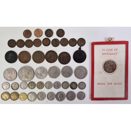 469 - A mixture of UK & US coinage. To include pre-decimal sixpences, half crowns, pennies, along with pos... 