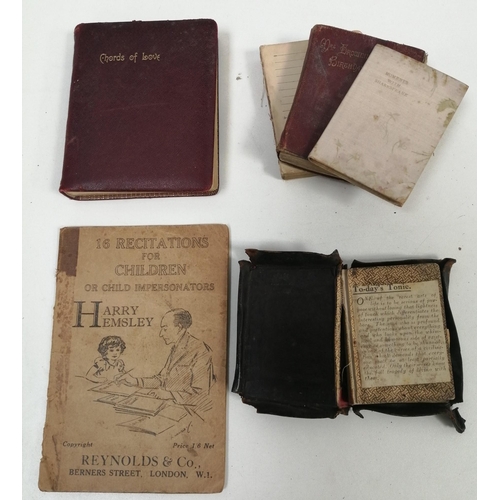 1093 - A selection of six miniature vintage & antique books. To include '16 Recitations for Children'; 'Mom... 