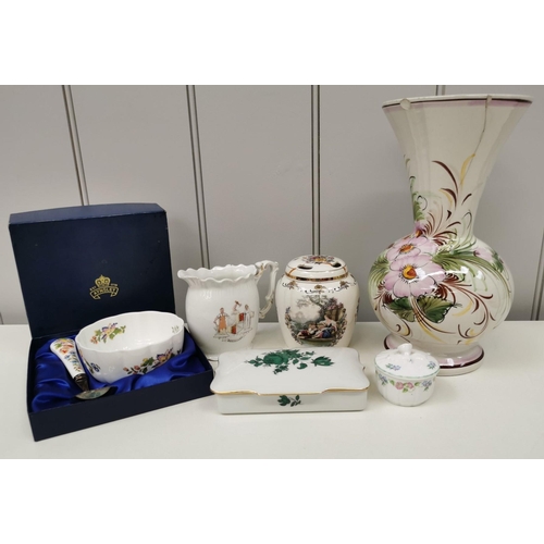 1331 - A collection of ceramic decorative items. To include a boxed 'Aynsley' presentation sugar bowl & spo... 