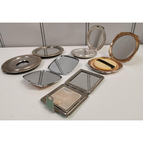 1439 - A collection of five vintage mirrored compacts. Four with powder compartments & one double mirror.