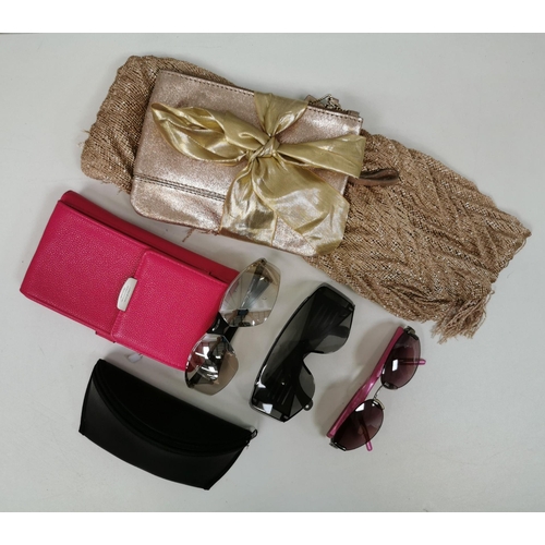 1460 - Six items of ladies' accessories. To include three pairs of sunglasses, pink wallet/phone case & a g... 