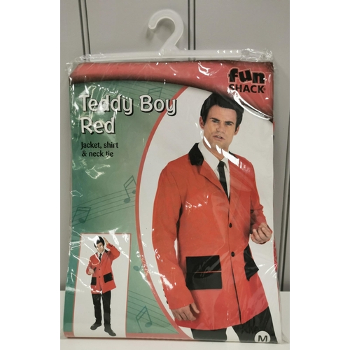 1532 - A selection of four packaged, adult fancy-dress outfits. To include Teddy Boy Red; Rock Star; Constr... 