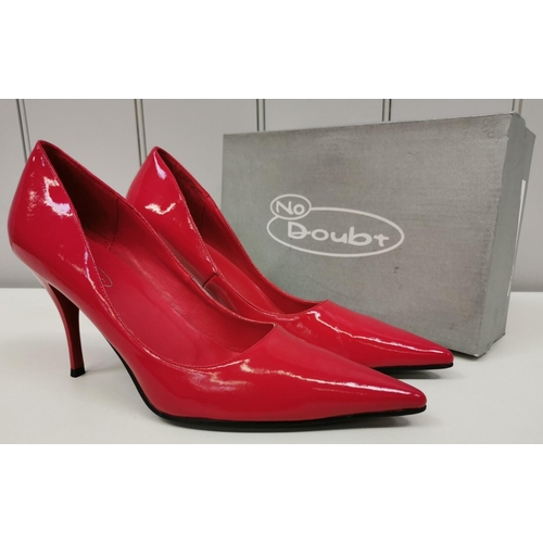 1536 - A boxed pair of lady's red, high-heeled shoes, by 'No Doubt'. Size 8.