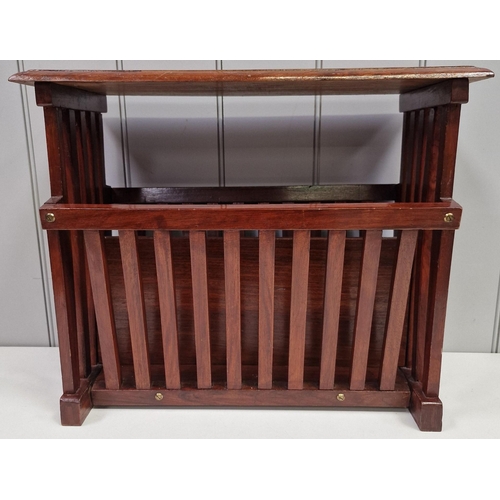 5 - A vintage, inlaid/carved mahogany magazine rack. Dimensions(cm) H3, W52, D25.