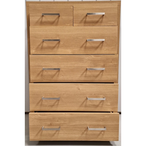 29 - A contemporary, oak two over four bedroom chest of drawers. Dimensions(cm) H113, W76, D40.