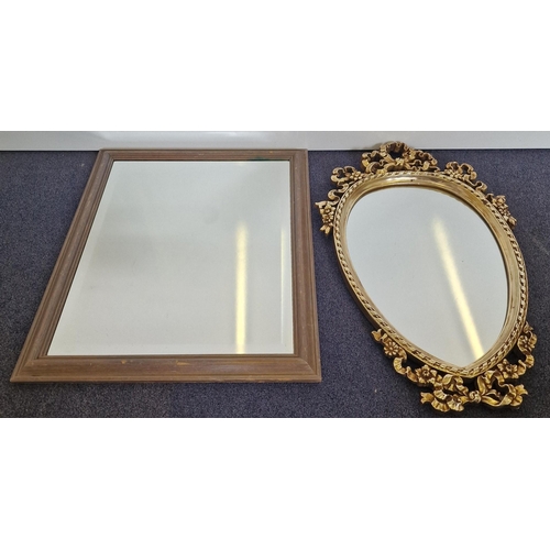 81 - A rococo-style mirror, together with a contemporary wooden framed example. Respective dimensions(cm)... 