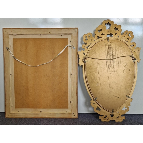 81 - A rococo-style mirror, together with a contemporary wooden framed example. Respective dimensions(cm)... 