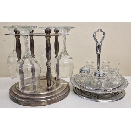 240 - A selection of vintage glass tableware. To include three decanters , a set of four wine glasses with... 