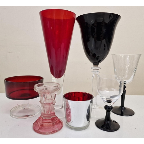 244 - A collection of several sets of vintage coloured glassware. To include a variety of drinking glasses... 