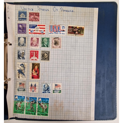 134 - A collection of four partially-filled stamp albums, containing a variety of worldwide stamps.