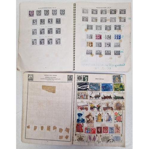 134 - A collection of four partially-filled stamp albums, containing a variety of worldwide stamps.